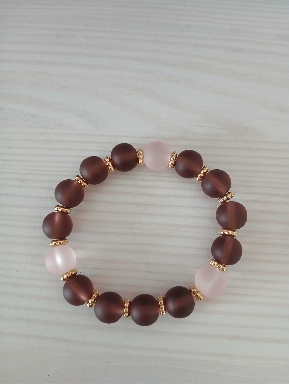 Brown and Pink Frosted Glass Stone  Bracelet - Elegant Women's Jewelry